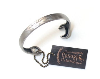SasoRi Old Valley Tokyo - Garage Spanner Wrench Bangle Cuff BRACELET Wrist 18cm Bikers Rodders Hot Rod Stainless steel Made in Japan Quality