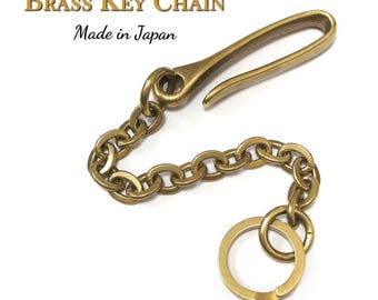Messing sleutelhanger platte ovale vishaak sleutelhaak splitring gemaakt in Japan vintage klassieke bikerstijl