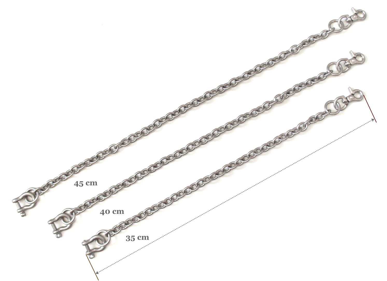 Brass Matte Silver Oval Safety Wallet Chain 35cm 40cm 45cm Made in Japan Quality Bikers Fishhook Key Hook Vintage Style Shackle Clasp