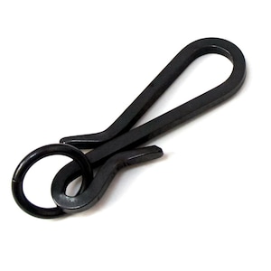 日本製オリジナルデザイン マットブラック フラット真鍮 フィッシュフックスタイル キーフックチェーン 日本製 高品質 ソリッドレザークラフト ベルト EDC