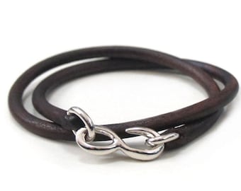 SasoRi Old Valley Tokyo Dark Brown x Nickel Hardware LEATHER BRACELET Wrist 18-19-20-21cm Brass Chain Cuff Hand Craft Made in Japan Quality