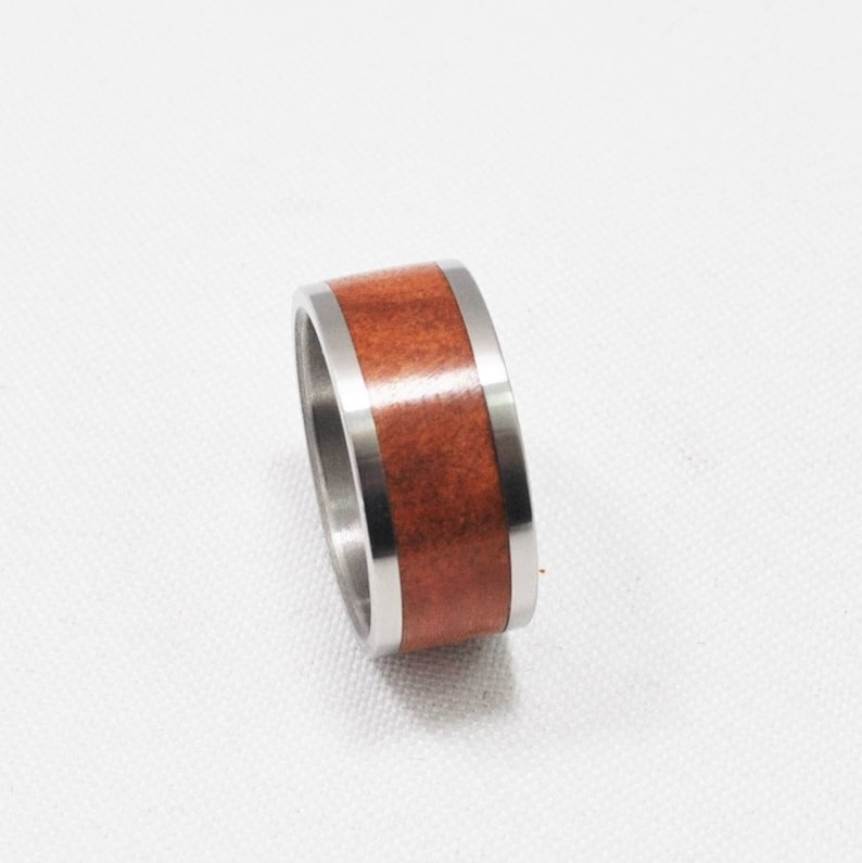 Stainless Steel Ring Wooden Wedding Band Wooden Ring 5th Anniversary Gift