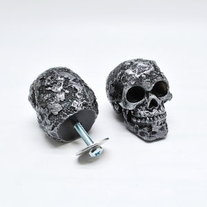 Silver Skull Drawer Handles, Skull Door Knobs, Resin Kitchen Door Knobs, Skull Drawer Pulls, Gothic Decor, Gothic Biker Gifts, MADE TO ORDER