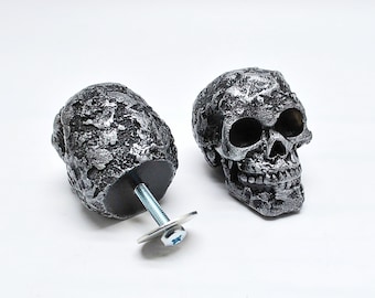 Silver Skull Drawer Pulls: Resin Gothic Door Knobs (MADE TO ORDER)