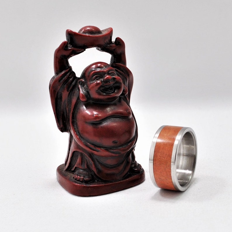 Stainless Steel Ring Wooden Wedding Band Wooden Ring 5th Anniversary Gift