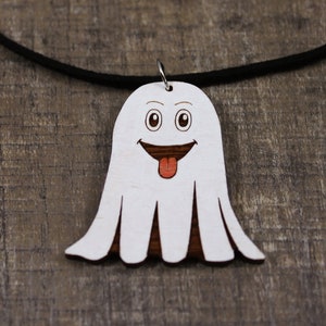 Ghost Necklace, Halloween Jewelry, Wood Necklace, Ghost Jewelry, Halloween Necklace, Halloween Lover Jewelry, Fall Necklace