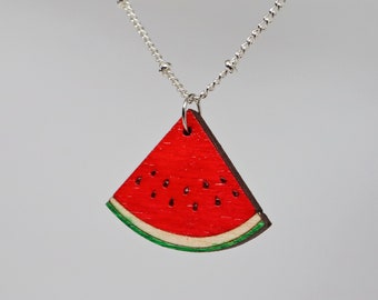 Watermelon Slice Necklace, Jewelry For Summer, 4th of July Jewelry, Summertime Necklace, Watermelon Lover Gift, Watermelon Jewelry