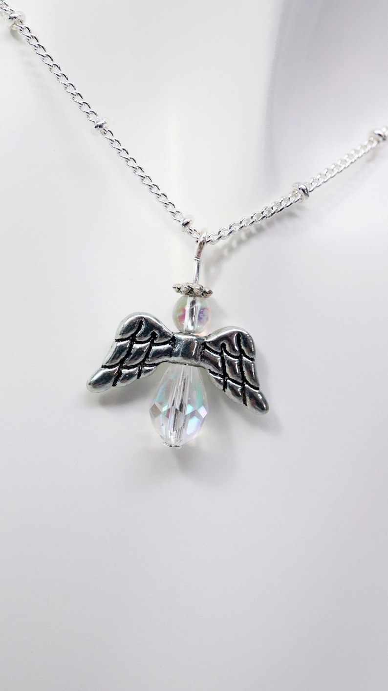 Angel Necklace, Beaded Angel Jewelry, Gift for Mom, Angel Jewelry, Hand