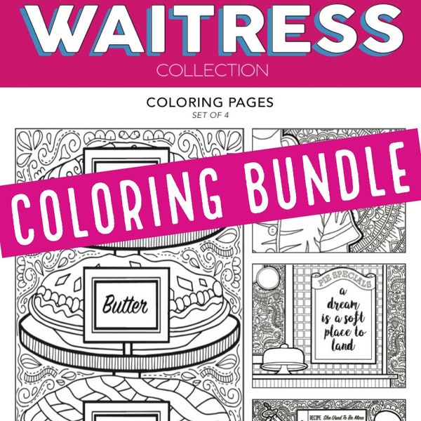 Waitress, COLORING BUNDLE, Broadway, Musical, Theater, Lulu, She Used To Be Mine, Coloring Pages, Wall Art, Theatre Nerd, Sara Bareilles