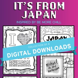 Printable Be More Chill Coloring Pages | Set of 4 Digital Downloads | Michael in the Bathroom | Perfect Broadway Musical Theater Lovers Gift