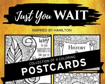 Hamilton - Just You Wait, Broadway, Postcards, Musical, Theater, Hand-drawn, Room Where It Happens, Coloring Pages, Theatre Nerd