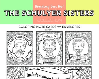 SCHUYLER SISTERS Coloring Hamilton Funko Pop Peggy Angelica Eliza Broadway Musical Theater Page Wall Art Theatre Nerd