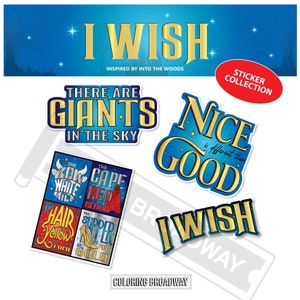 INTO THE WOODS Musical Stickers, Pack of 4, Die Cut Broadway Nerds, I Wish, Nice is Different than Good, laptop, Water bottle