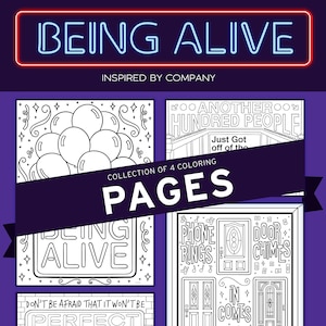 Company &quot;Being Alive&quot; Coloring pages, Broadway, Musical, Theater, Hand-drawn, Wall Art, Theatre Nerd, Coloring pages, illustration