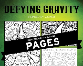 WICKED Fan Coloring Pages | Set of 4 | Defying Gravity, Changed for Good, Elphaba, Glinda | Perfect Broadway Musical Theater Lovers Gift