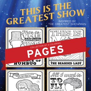 THE GREATEST SHOWMAN Fan Coloring Pages | Set of 4 |This is Me | Never Enough | Humbug | Perfect Broadway Musical Theater Lovers Gift