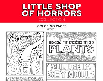 ALL The Little Shop Of Horrors Feed Me Seymour Broadway Musical Theater Hand Drawn Note Card Coloring Pages Wall Art Theatre Nerd