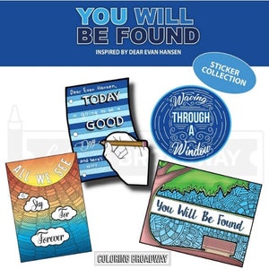 DEAR EVAN HANSEN Musical Stickers, Pack of 4, Die Cut Broadway, You Will Be Found, Today is Going to be a Good Day, laptop, Water bottle