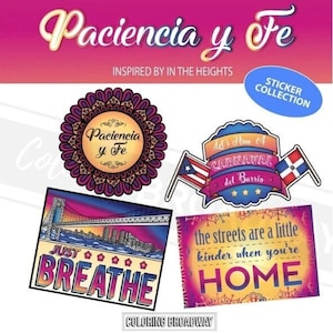 IN THE HEIGHTS Musical Stickers, Pack of 4, Die Cut Broadway Theatre Nerds, Paciencia y Fe, Just Breathe, laptop, Water bottle
