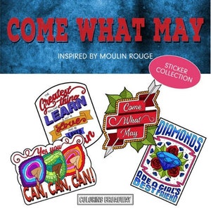 MOULIN ROUGE Musical Stickers, Pack of 4, Die Cut Broadway Theatre Nerds, Come What May, Diamonds Girls Best Friend, laptop, Water bottle