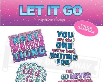 FROZEN Musical Stickers, Pack of 4, Die Cut Broadway Theatre Nerds, Let it Go, Cold Never Bothered Me Anyway, Elsa,  laptop, Water bottle