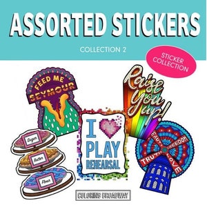 Assortment #2 Broadway Stickers, Pack of 5, Die Cut, Theatre Nerds, History, Waitress, Moulin Rouge, laptop, Water bottle