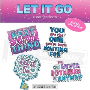 FROZEN Musical Stickers, Pack of 4, Die Cut Broadway Theatre Nerds, Let it Go, Cold Never Bothered Me Anyway, Elsa,  laptop, Water bottle