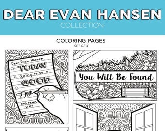 Dear Evan Hansen You Will Be Found Broadway Musical Theater Hand Drawn Note Card Coloring Pages Wall Art Theatre Nerd