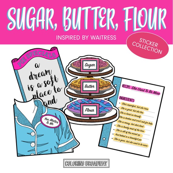 waitress musical stickers pack of 4 die cut broadway theatre etsy hong kong