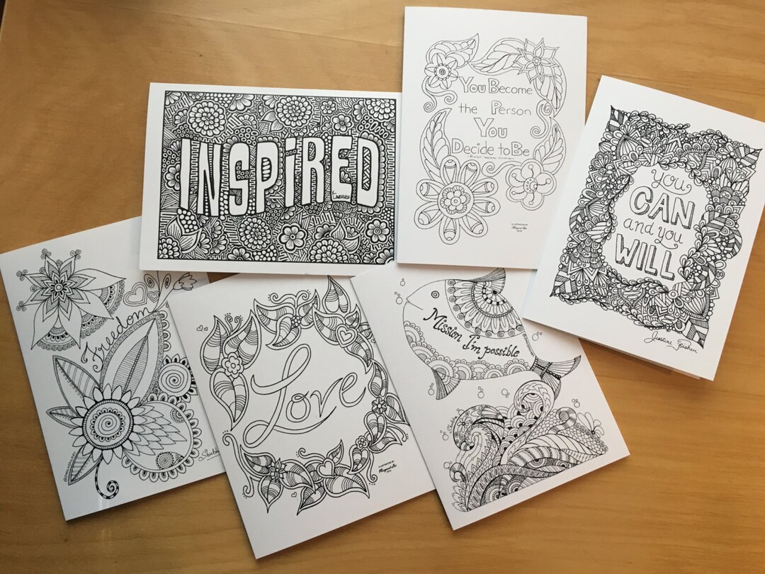 Coloring Note Cards - Inspiration - Pack of 6 - 5