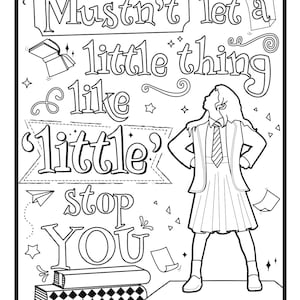 Página para colorear de Matilda imprimible y fan / Descarga digital / No dejes que nada pase / Ideal para amantes de los musicales de Broadway