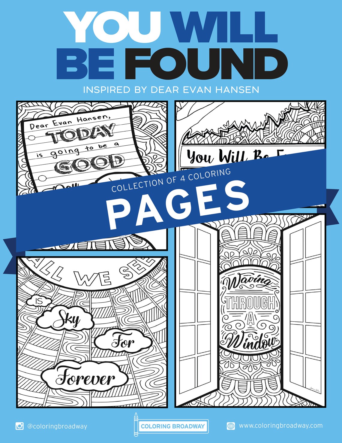 Dear Evan Hansen Coloring Pages You Will Be Found Broadway | Etsy