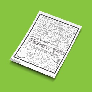 WICKED, I've Been Changed for Good, DIGITAL DOWNLOAD, Single Coloring Page, Musical, Theater ...