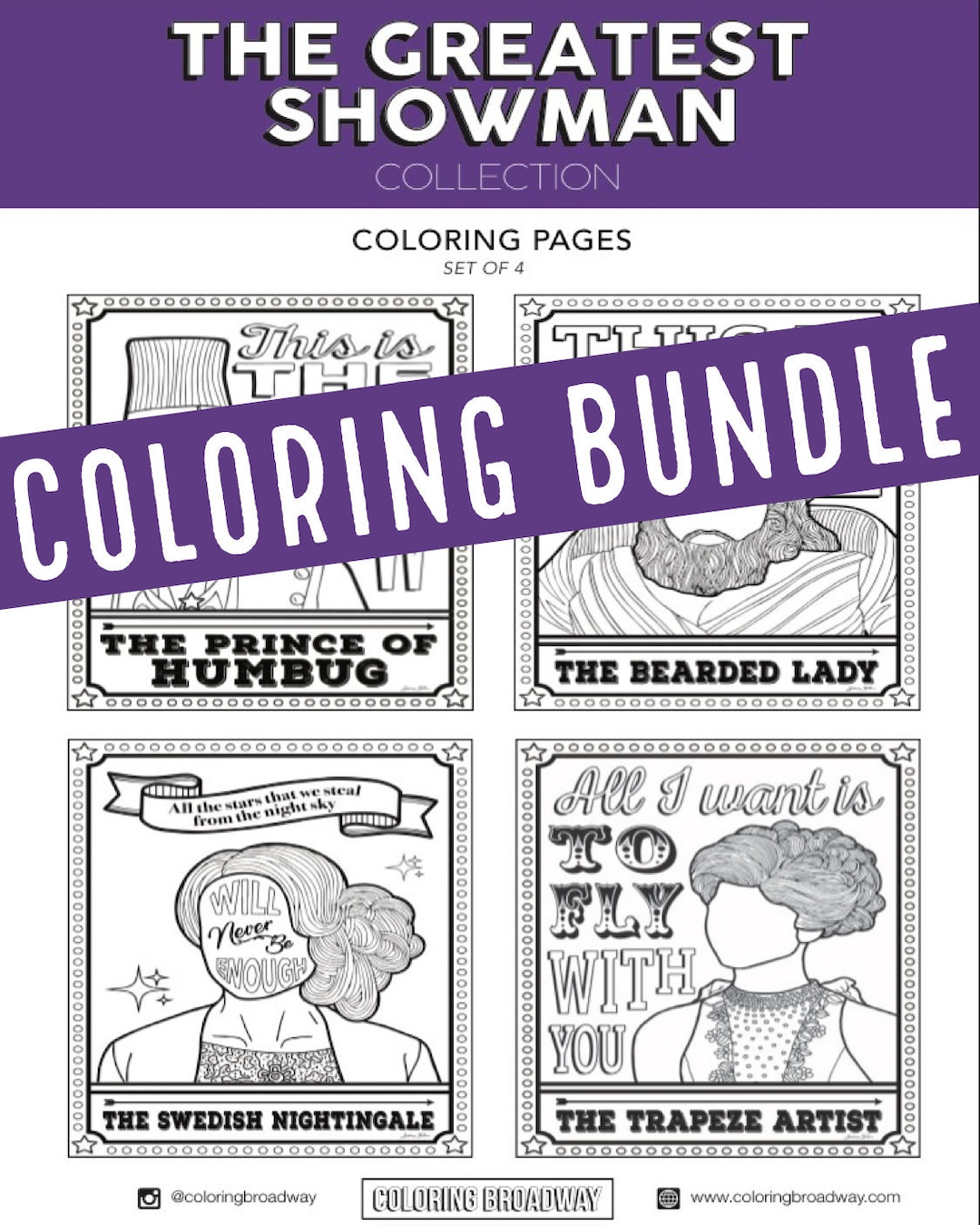 The Greatest Showman, COLORING BUNDLE, This is Me, Never Enough ...