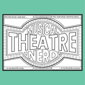 Printable Theatre Nerds Fan Coloring Pages | Set of 4 Digital Downloads ...