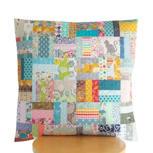 Patchwork pillow cover , Handmade patchwork, Quilted pillow cover, colorful cushion, one of a kind throw pillow cover, pillow cover 20&quot;x20&quot;