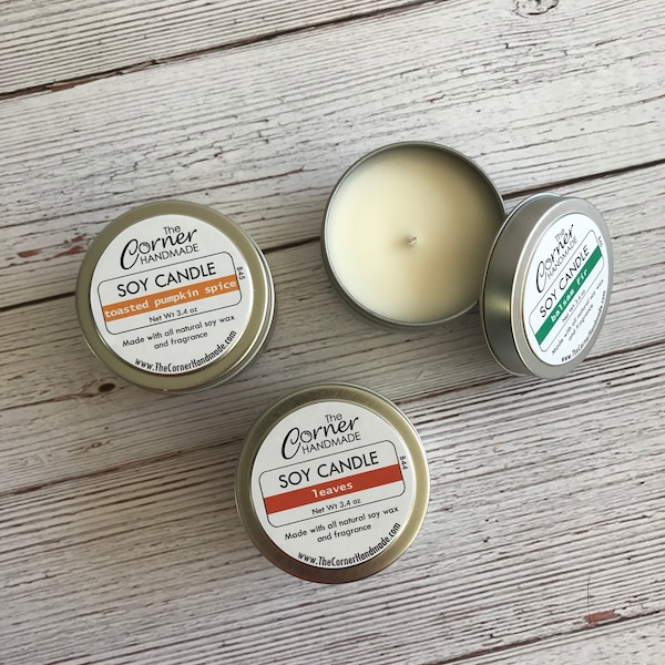 Soy Candle, Various Scents Available, Candle Tins, Hand Poured Soy Candles, Aromatherapy Travel Tin Candle Gift Idea, Power Outage Gift