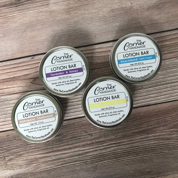 Lotion Bar 4 Pack, Moisturizer with Shea Butter for Soothing Dry Skin, Your Choice Pick 4 Sampler, Massage Cream for Natural Skin Care