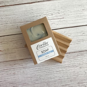 Handmade Soap and Wood Soap Dish Gift Set