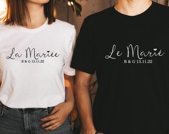 T shirt couple le marié la mariée personnalisé