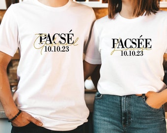 T shirt couple PACS pacsé pacsée personnalisé noir et or