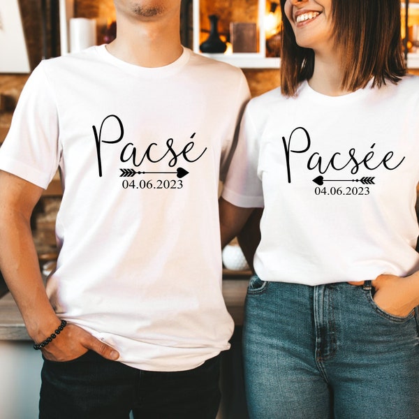 T shirt couple PACS pacsé pacsée personnalisé flèche coeur