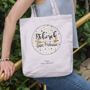 Tote bag Super Maitresse  couronne prénom enfant