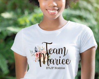 Bride and groom team t-shirt with pastel flowers