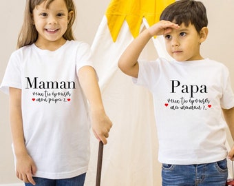 Tee shirt enfant demande en mariage personnalisable