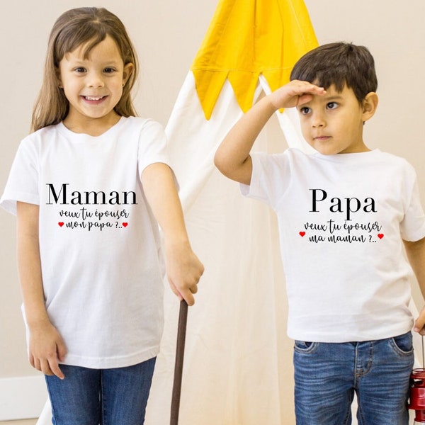 Tee shirt enfant demande en mariage personnalisable