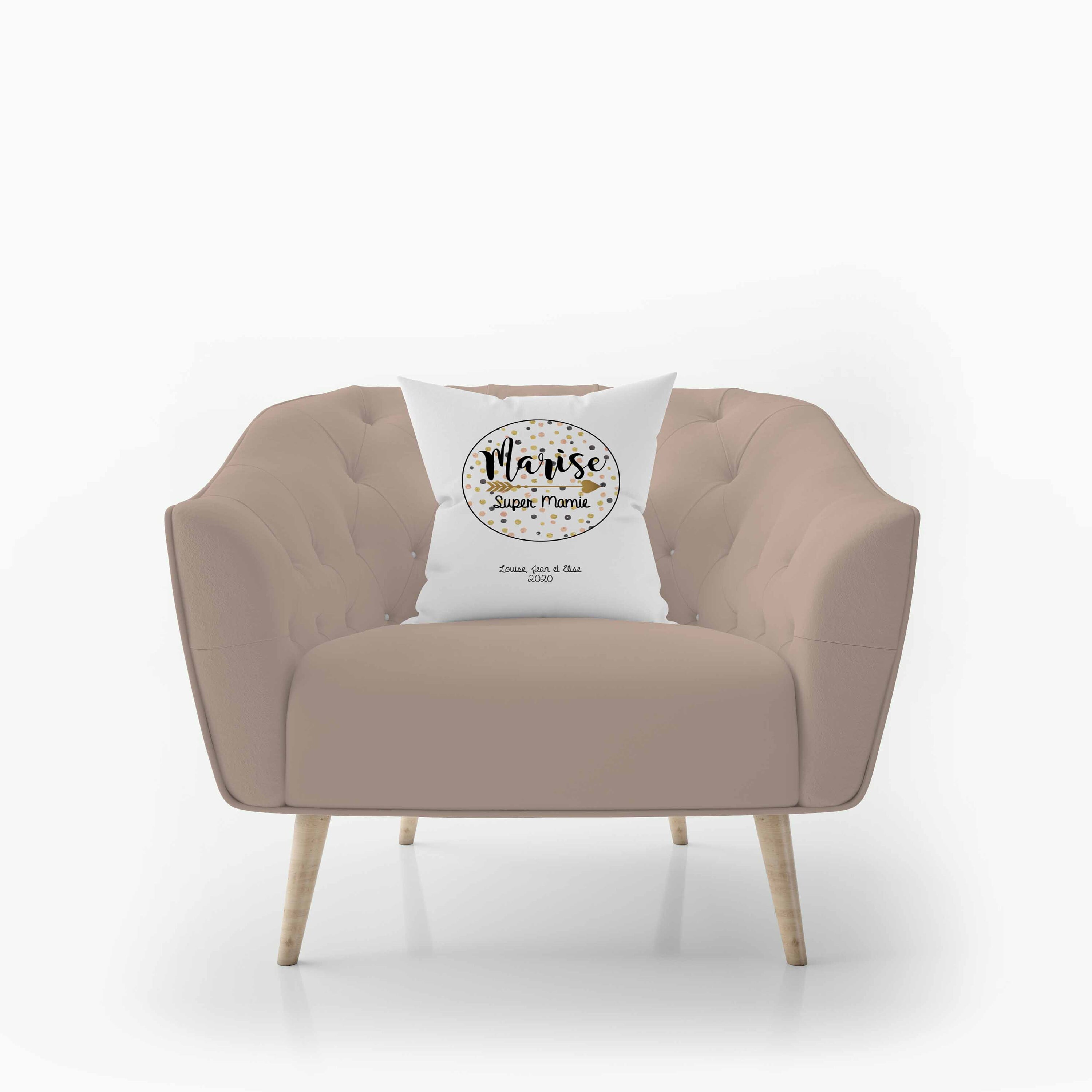 Coussin Naissance Personnalisé Confettis Flèche Super Mamie