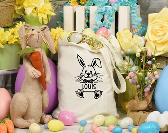 Tote bag Pâques lapin prénom