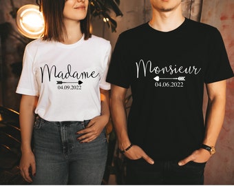 T shirt cut Madame Monsieur personalized
