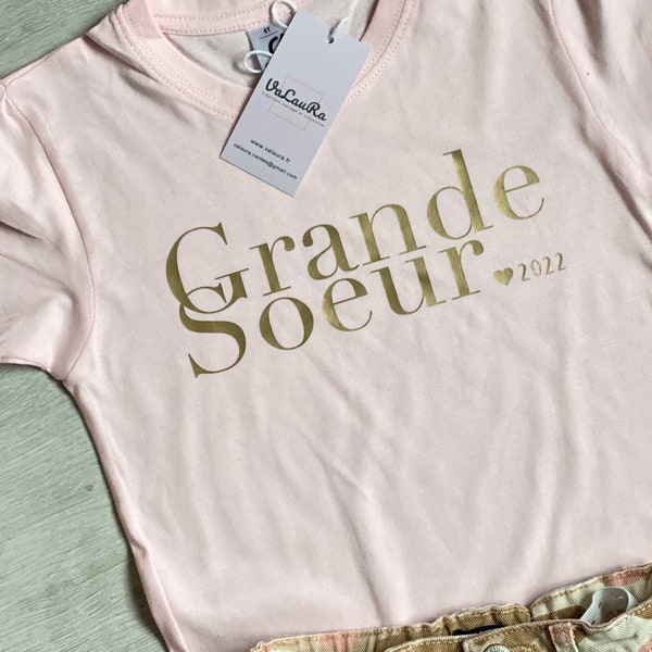 Tee shirt enfant future grande soeur rose